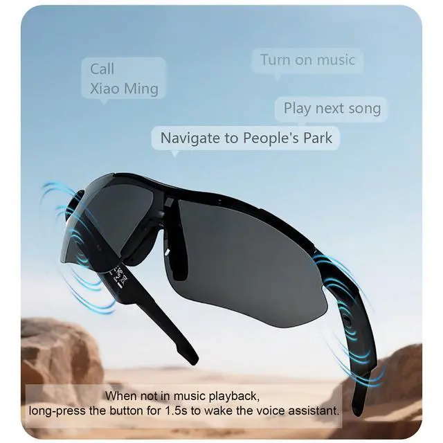 Alt view image 3 of 6 - Smart Cycling Music Glasses, Sport Bluetooth Glasses Open-Ear Headphone with Speaker, Polarized Bluetooth Sunglasses for Men Women, UV Protection, Voice Assistant, for Running Finishing