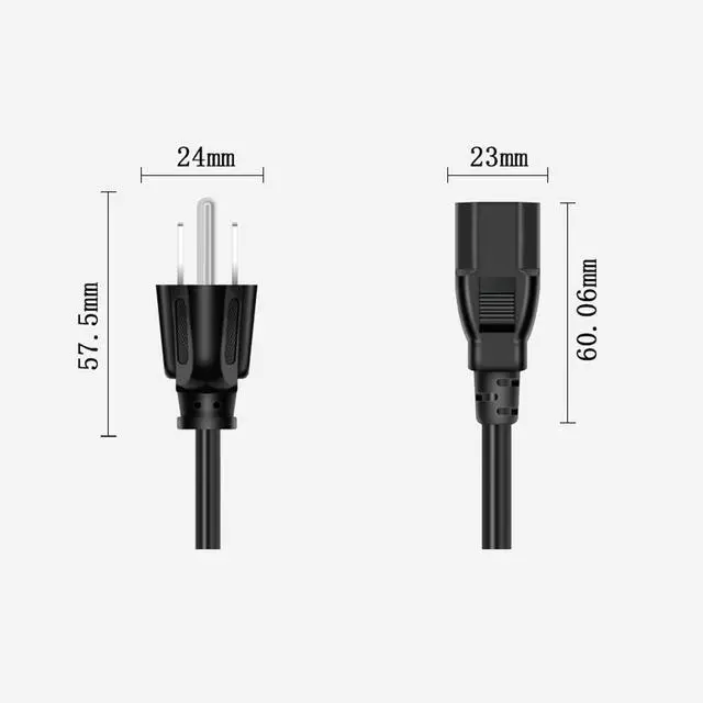 Alt view image 5 of 5 - 10 FT Power Cord Replacement for Samsung/Vizio/LG TV, Dell HP Monitor - 10A 125V 3 Prong Power Supply Cable UL Listed