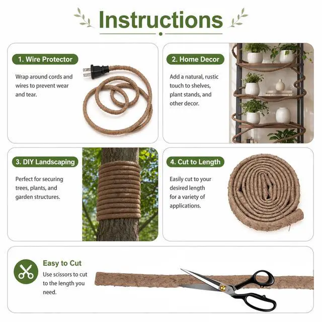 Alt view image 4 of 7 - Artificial Tree Vine Decor Flexible Wire Protector for Indoor Outdoor Use | Garden, DIY Landscaping & Home Decor