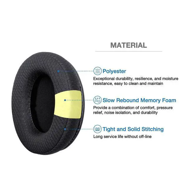 Alt view image 2 of 7 - HD280 Pro Replacement Ear Pads Compatible with Sennheiser HD280 Series HD280-Pro HD280 HD281 HMD280 HMD281 - Soft Polyester Fabric with Slow Rebound Memory Foam Easy Installation