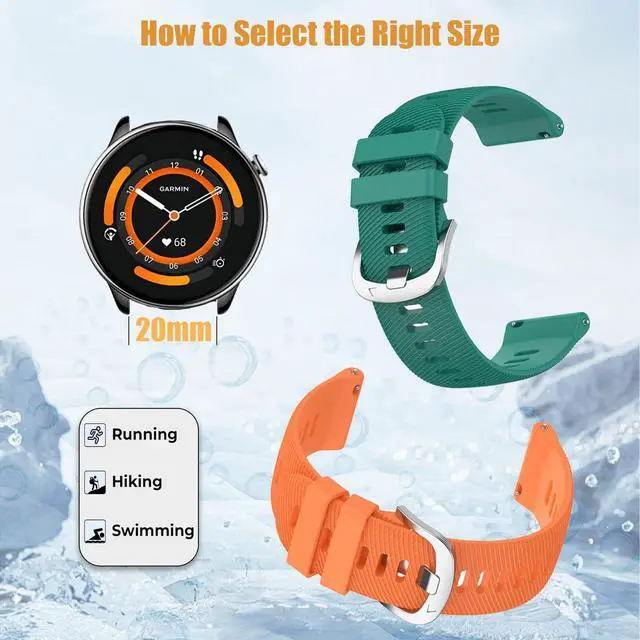 Alt view image 5 of 6 - 4-Pack Silicone Bands for GarminG Vivoactive 6 5 3/Forerunner 70/55/165 | Soft Sport Silicone Watch Strap for Men Women
