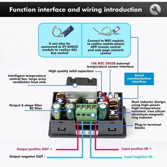 Alt view image 6 of 7 - Adjustable Voltage Regulator, DC 6-36V to 0-36V 120W 6A DC-DC Buck Boost Converter Color LCD Digital Display for Laboratory Power Supplies, Golf Carts