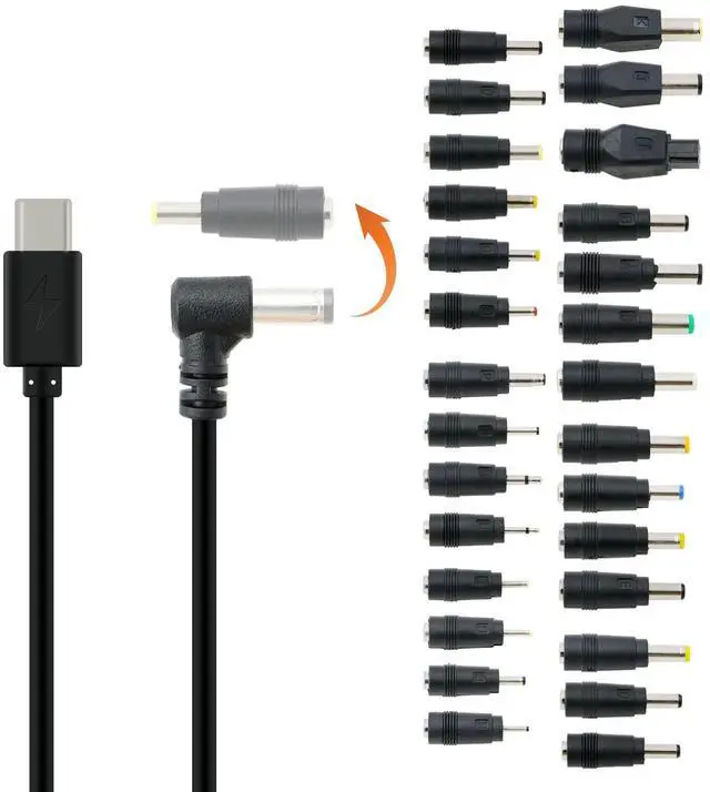 Main image of 28Pcs Universal Power Adapter Kits 12V PD USB C Type C to DC Power Cable for PD Power Bank for KiPRO LCD Monitors 12V Devices, 70.8inches/1.8m