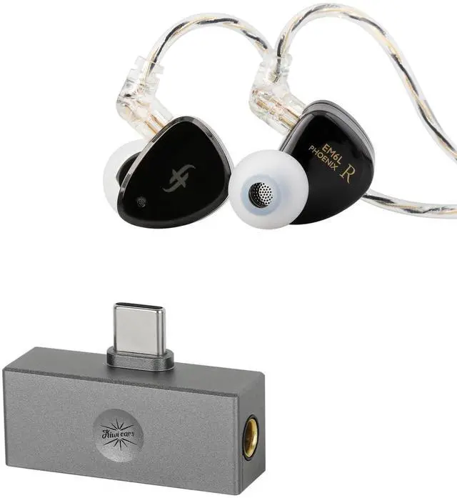 Main image of SIMGOT EM6L 1DD + 4BA Hybrid Driver in-Ear Monitor, Gaming Earbud + Kiwi Ears Allegro Mini Portable IEM DAC, in Ear Monitor Amplifier, USB C to 3.5/4.4mm Output