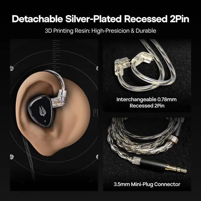 Alt view image 5 of 7 - SIMGOT EM6L 1DD + 4BA Hybrid Driver in-Ear Monitor, Gaming Earbud + Kiwi Ears Allegro Mini Portable IEM DAC, in Ear Monitor Amplifier, USB C to 3.5/4.4mm Output