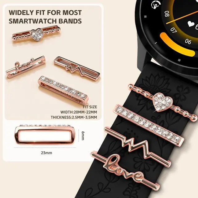Alt view image 2 of 7 - 22mm Flower Engraved Silicone Band Compatible with Garmin Vivoactive 4/Venu 3/Venu 2/Venu 4 45mm, Women Replacement Strap Compatible with Forerunner 265/255/745