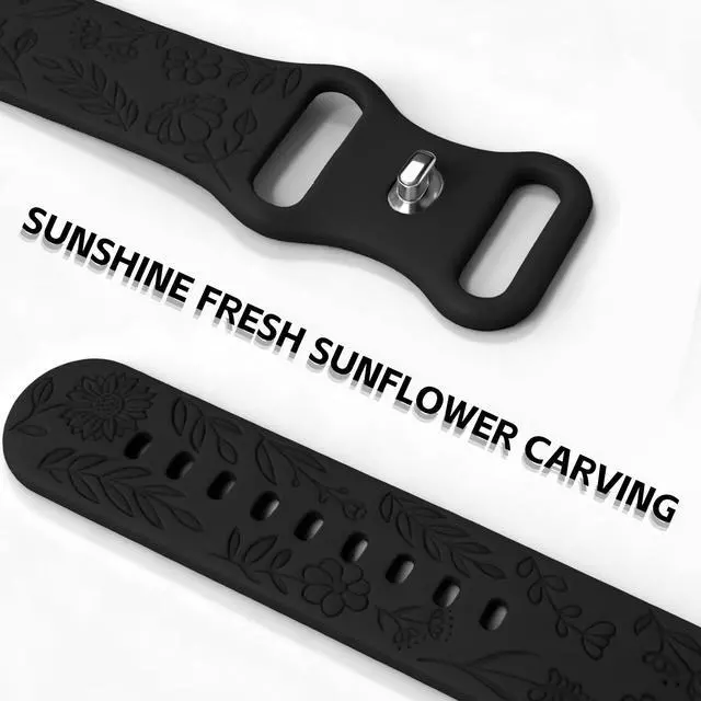Alt view image 5 of 7 - 22mm Flower Engraved Silicone Band Compatible with Garmin Vivoactive 4/Venu 3/Venu 2/Venu 4 45mm, Women Replacement Strap Compatible with Forerunner 265/255/745