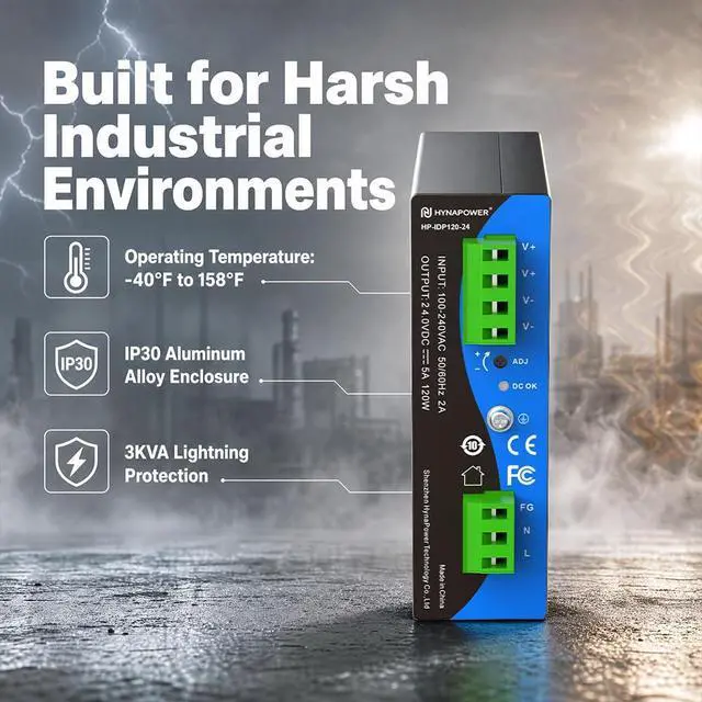 Alt view image 4 of 7 - 24VDC 120W Industrial DIN-Rail Power Supply Switch Switching Converter DC | Input 100-240VAC, Output 24VDC 5A, 50/60HZ, Multiple Protection