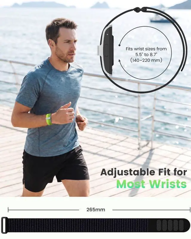 Alt view image 4 of 6 - 2 Pack Nylon Bands Compatible with Hume Band, Soft Breathable Two-Tone Replacement Straps for Hume Health Band, Adjustable Hook-and-Loop Wristbands for Women and Men