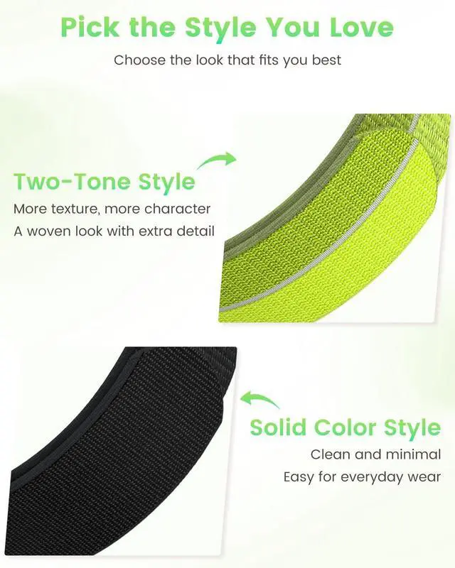 Alt view image 5 of 6 - 2 Pack Nylon Bands Compatible with Hume Band, Soft Breathable Two-Tone Replacement Straps for Hume Health Band, Adjustable Hook-and-Loop Wristbands for Women and Men