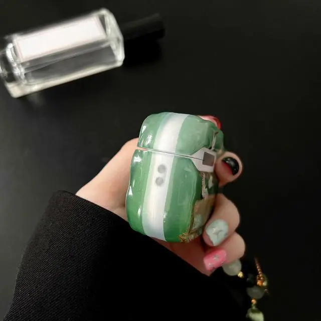 Alt view image 5 of 6 - Lucky Crane Case for AirPod Pro 3, Green Cover Soft TPU Protective Skin Shockproof with Green White Fan Beaded Tassel Keychain and Cleaning Kit, Compatible with Airpods Pro 3 Generation