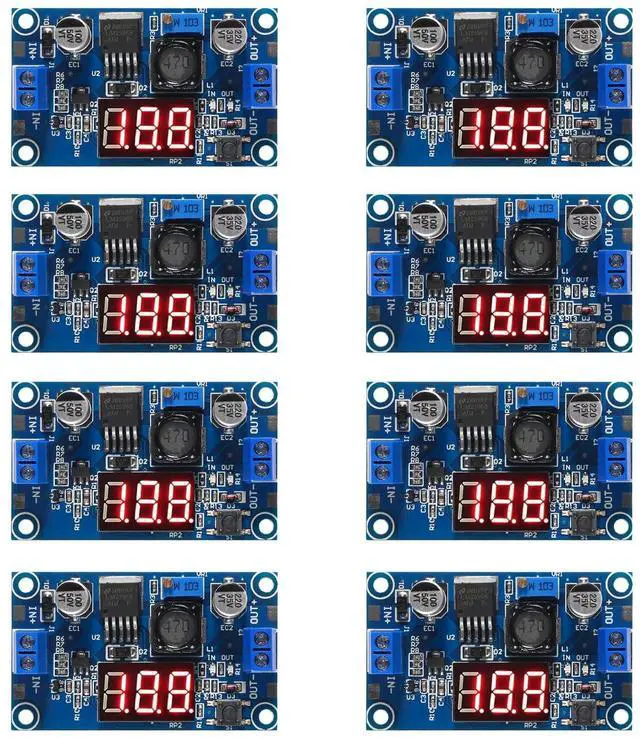 Main image of 8pcs LM2596 Buck Converter - Step Down Regulator 4.0-40V to 1.25-37V DC, 36V to 24V to 12V to 5V Power Supply Module with LED Display