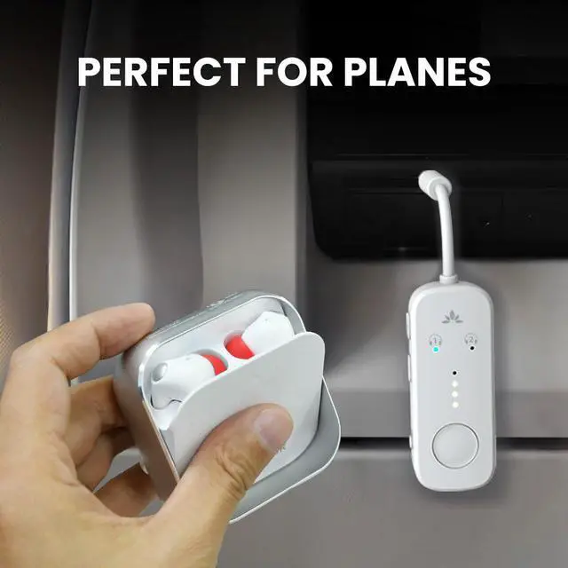 Alt view image 2 of 6 - Avantree Sky Infinity NC - Auracast Earbuds with Airplane Transmitter | Two noise-canceling earbud pairs and plug-in airplane transmitter; Auracast, Bluetooth 5.3 and aptX Adaptive for sharing