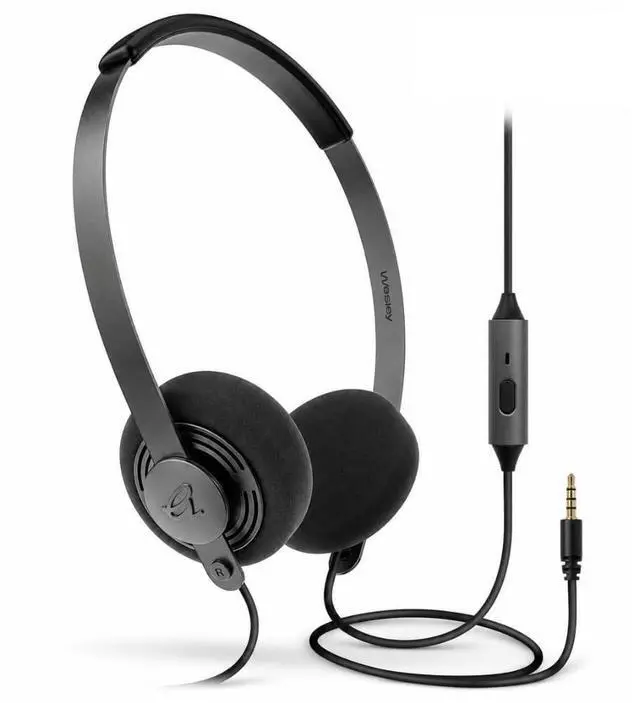 Main image of Gadhouse Wesley Wired On-Ear Headphones with Microphone 40mm Dynamic Drivers, Retro 80s Style Headphones for Music & Calls, Lightweight PU Leather Headband, Includes USB-C & 6.35mm Adapters, 105g