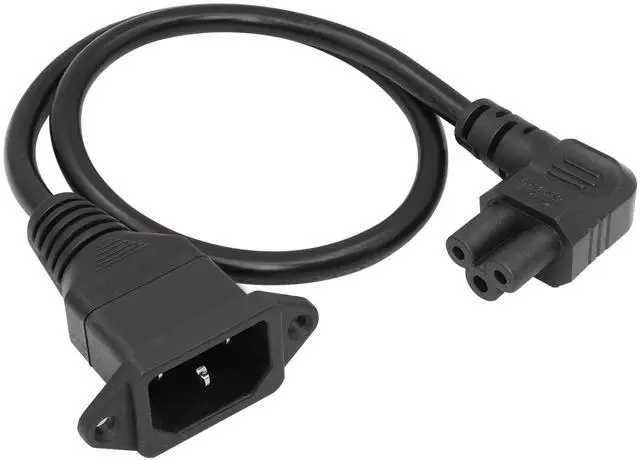 Main image of Panel Mount C14 to 90 Degree C5 PDU Power Supply Cable IEC 320 C14 Male to Right Angled 3 Pin C5 Female Plug Extension Cable for Monitor Computer (30CM)