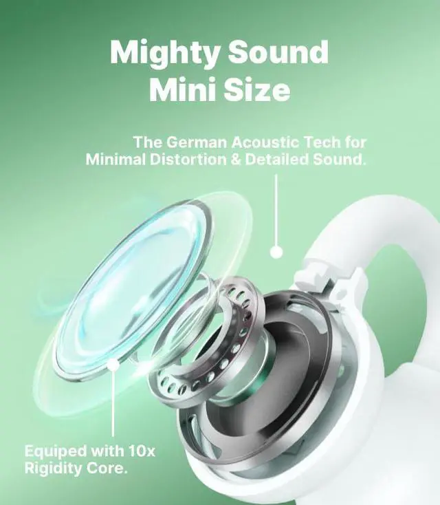 Alt view image 4 of 6 - FairyClip A2 Open-Ear Earbuds, Clip On AI Translation Headphones, Wireless Adaptive Comfort Bluetooth 5.4 Waterproof 28H Earphone Makeup Mirror for Sports & Workouts Women Gifts, Guava Green