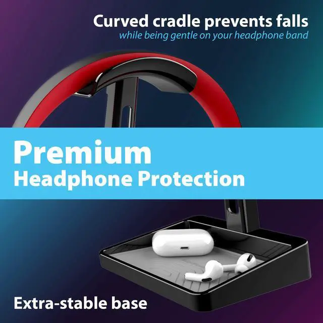 Alt view image 2 of 5 - Headphone Stand Premium Protection (with Silicone Tray Liner) | Designed in the USA Headset Protection From the Trusted Leader in Electronics Mounting