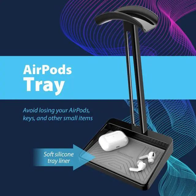 Alt view image 3 of 5 - Headphone Stand Premium Protection (with Silicone Tray Liner) | Designed in the USA Headset Protection From the Trusted Leader in Electronics Mounting