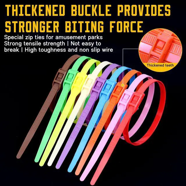 Alt view image 3 of 7 - Zip Ties 16 Inch, Colored Widened Cable Ties Heavy Duty, 250lbs Tensile Strength, Self-Locking Nylon Wire Ties for Indoor and Outdoor Use