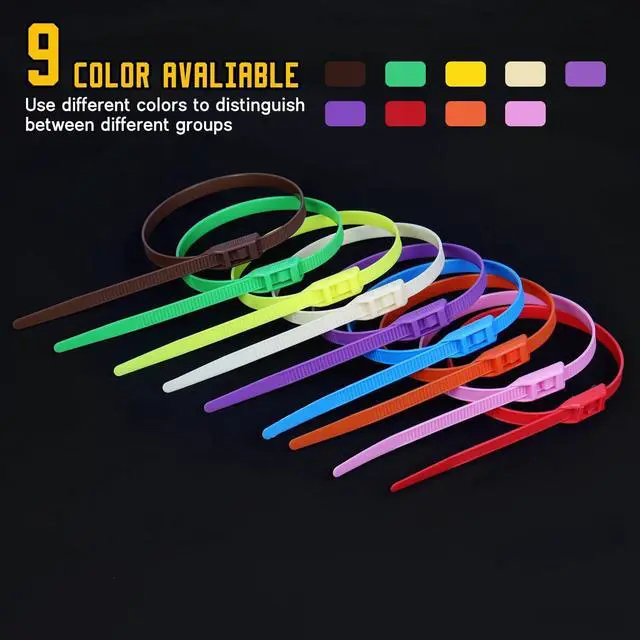 Alt view image 5 of 7 - Zip Ties 16 Inch, Colored Widened Cable Ties Heavy Duty, 250lbs Tensile Strength, Self-Locking Nylon Wire Ties for Indoor and Outdoor Use