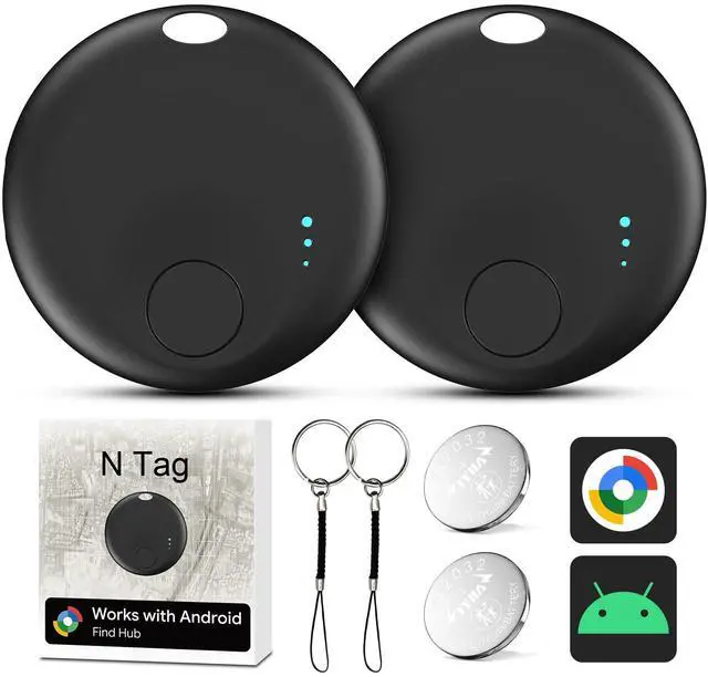 Main image of Air Tracker for Android, Air Tracker-2 Pack Android, Bluetooth Tracking Tag Compatible Google Find Hub App, Smart Tracker Key Finder for Key Wallet Bag Luggage-Black (Black)