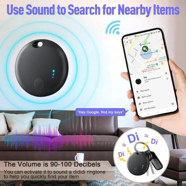 Alt view image 4 of 7 - Air Tracker for Android, Air Tracker-2 Pack Android, Bluetooth Tracking Tag Compatible Google Find Hub App, Smart Tracker Key Finder for Key Wallet Bag Luggage-Black (Black)