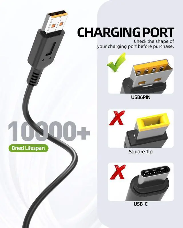 Alt view image 2 of 6 - Charger Fit for Lenovo Exclusive Angled Tip Ideapad Yoga 3 Pro 1370 1170 1470 700 700-11ISK 700-14ISK 700S-14ISK 900 900-13ISK 900-13ISK2 900S 900S-12ISK, Fit for Miix 700-12ISK Laptop