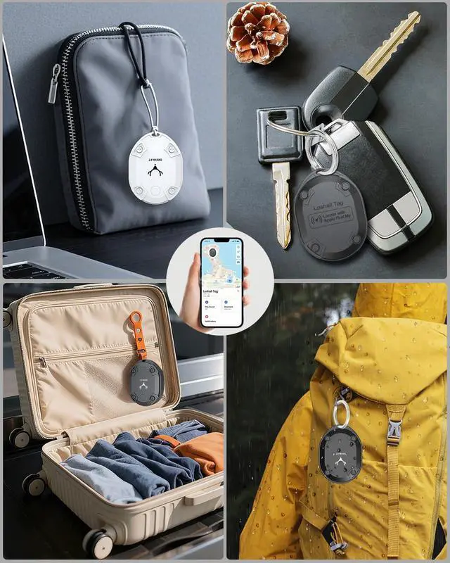 Alt view image 6 of 7 - DEELRET Tracker for Apple Find My (iOS Only), Tracker Tag IP68 Waterproof, Air-Tag Adhesive Sticker Mount, Hard Integration,3 Years Battery Standby for Car, Luggage, Bike, Keychain (Black 1 Pack)