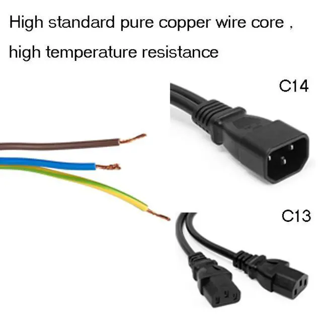 Alt view image 7 of 7 - 2Pack UPS Server Y Splitter C14 to 2 x C13 Power Adapter Cable Cord