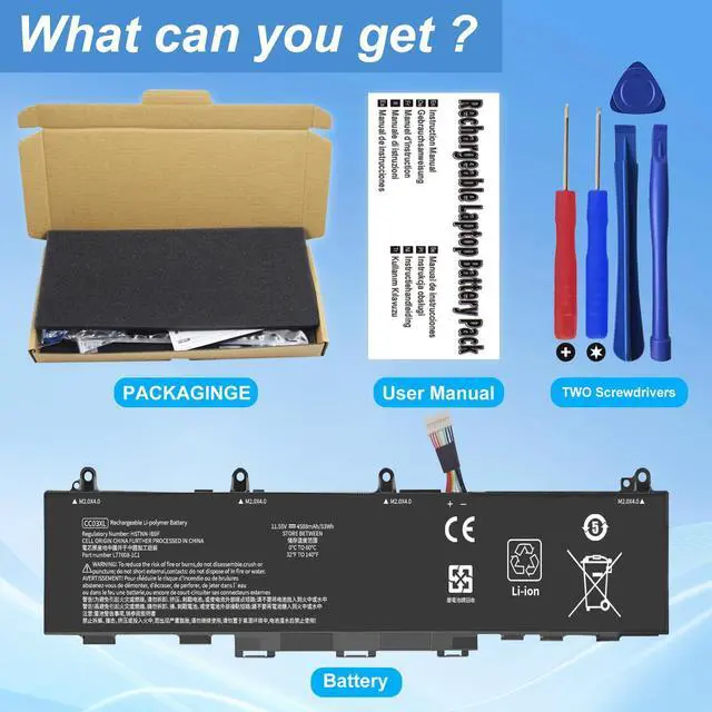 Alt view image 6 of 7 - CC03XL Laptop Battery for HP EliteBook 830 G7G8 (Not x360) EliteBook 830 835 840 845 G7G8 ZBook Firefly 14 G7 G8 Probook 635 Aero G7G8 CC03053XL HSTNN-DB9Q L77608-2C1 L77608-421 L78555-005