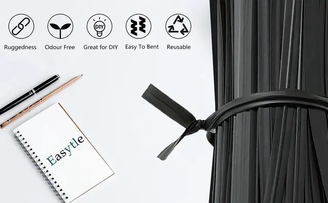 Alt view image 3 of 7 - 5000 Pcs Black Plastic Coated Twist Ties, 5" Cable Ties, Bread Ties, Reusable, Heavy Duty, Wire Twist Ties for Home, Office, Industry