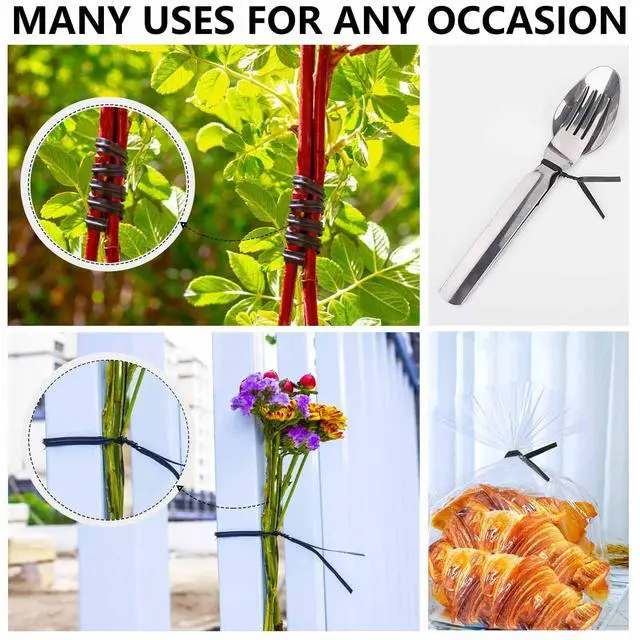 Alt view image 5 of 7 - 5000 Pcs Black Plastic Coated Twist Ties, 5" Cable Ties, Bread Ties, Reusable, Heavy Duty, Wire Twist Ties for Home, Office, Industry