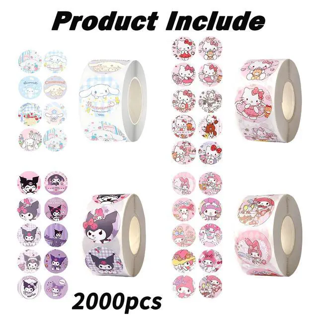 Alt view image 2 of 4 - 2000pcs Cartoon Stickers, Cute Fun Stickers, DIY Decoration of Items Like Notebooks, Phone, Water Bottles and Helmets, Birthday Party Favors(4 Rolls)