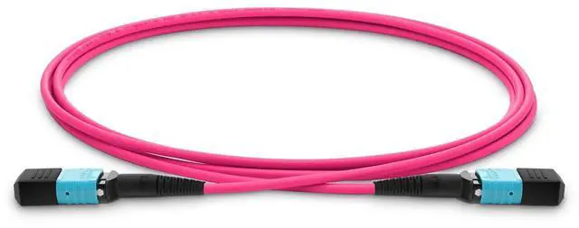 Main image of MPO to MPO Fiber Patch Cable,12 Fibers Female, 40G/100G/200G/400G, OM4 50/125 Multimode Standard Loss Trunk Cable, Type B, Plenum (LSZH) with Random Color(Violet/Aqua) - 2m (7ft)