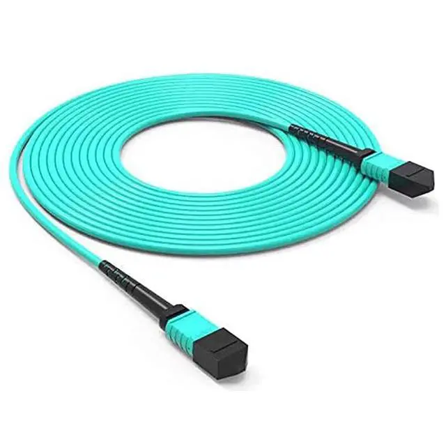 Alt view image 3 of 5 - MPO to MPO Fiber Patch Cable,12 Fibers Female, 40G/100G/200G/400G, OM4 50/125 Multimode Standard Loss Trunk Cable, Type B, Plenum (LSZH) with Random Color(Violet/Aqua) - 2m (7ft)