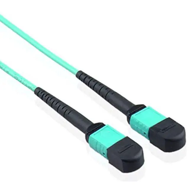 Alt view image 4 of 5 - MPO to MPO Fiber Patch Cable,12 Fibers Female, 40G/100G/200G/400G, OM4 50/125 Multimode Standard Loss Trunk Cable, Type B, Plenum (LSZH) with Random Color(Violet/Aqua) - 2m (7ft)