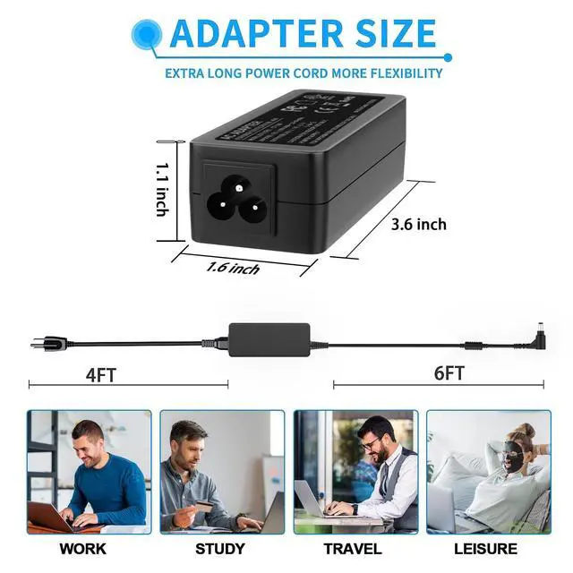 Alt view image 5 of 7 - 40W Laptop Charger for Samsung ATIV Book 9/9 Plus/9 Lite/9 Spin, 19.5V Computer Charger for Samsung Galaxy Book - Fit with A13-040N2A, PA-1400-96, AD-4019A - 3.0 * 1.0mm Connector Power Adapter