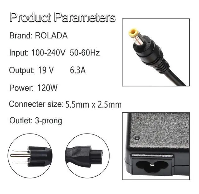 Alt view image 5 of 6 - 120W Laptop Charger Compatible with MSI CX62 GE60 GE60K GE62 GE70 GE70K GE72 GP60 GP70 GP72 GS60 GS70; MS-16GA Stealth MS-1756 MS-1757 MS-1771 MS-163A; E7235 E7405 GX660R GT628R GT628Q Power