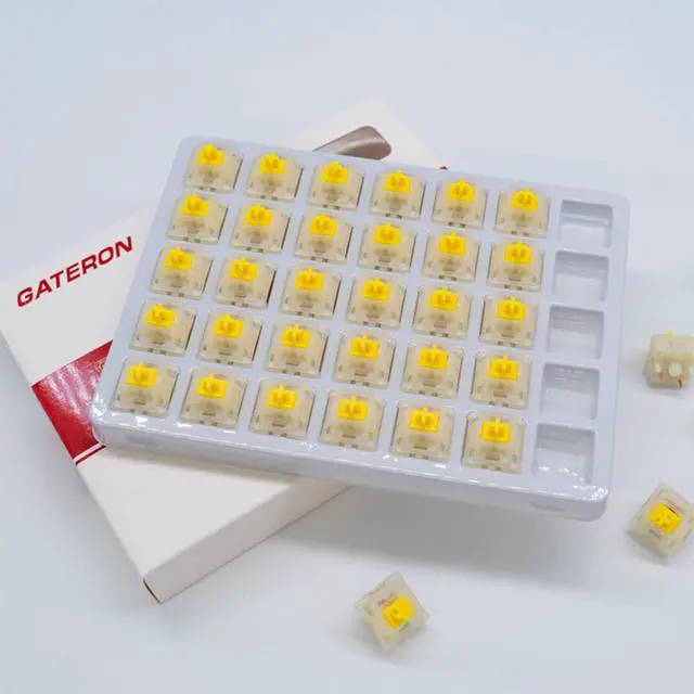 Alt view image 4 of 6 - KS-3X1 Milky Yellow Pro Keyboard Switches(35PCS) | Linear,RGB LED,Pre Lubed,5 Pins Structure,compatible for MX Mechanical Keyboard