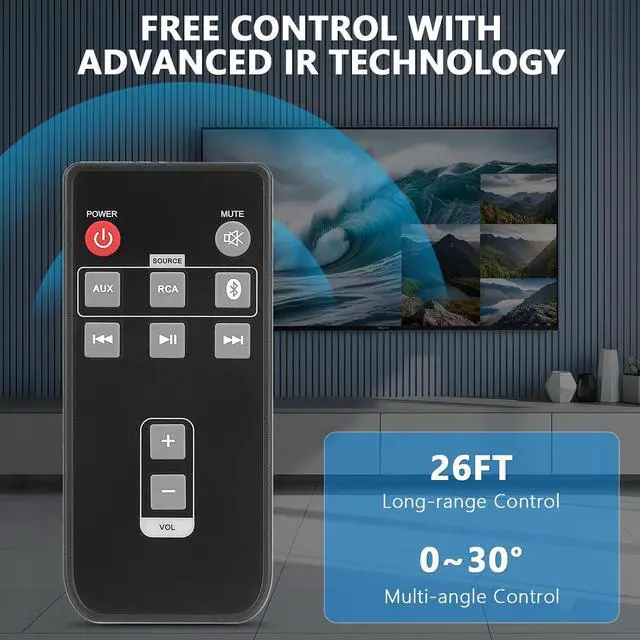 Alt view image 3 of 7 - Replacement Remote Control fit for Insignia RMC-HURSK18 NS-HURSK18 | RMC-SB314 NS-SB314 RMC-SB316 NS-HBTSS116RC NS-HBTSS116 Soundbar Speaker Home Theater System