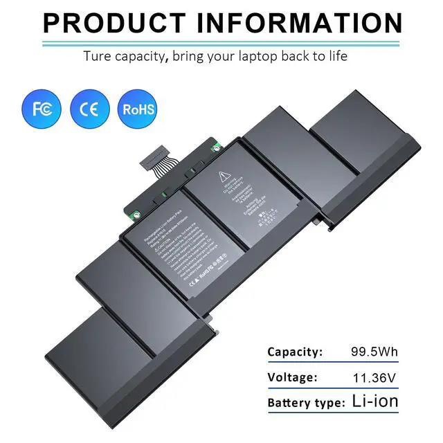 Alt view image 3 of 7 - A1618 A1494 A1398 Battery for MacBook Pro 15" Retina Mid 2015 | Grade A Li-ion Cells, 600+ Recharge Cycles, Built-in Circuit Protection, Overcharge&Discharge Safety, CE FCC ROHS Certified