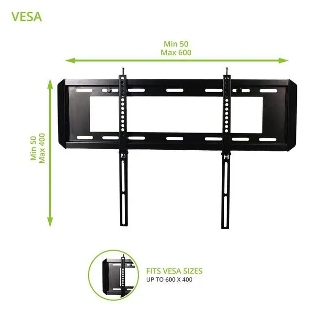 Alt view image 2 of 7 - F3760 Fixed TV Wall Mount for Most 37" - 70" TVs - Supports TVs up to 150lbs - Sits 1 from the wall - Max VESA 600x400