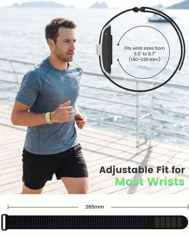 Alt view image 4 of 6 - 2 Pack Nylon Bands Compatible with Hume Band, Soft Breathable Two-Tone Replacement Straps for Hume Health Band, Adjustable Hook-and-Loop Wristbands for Women and Men