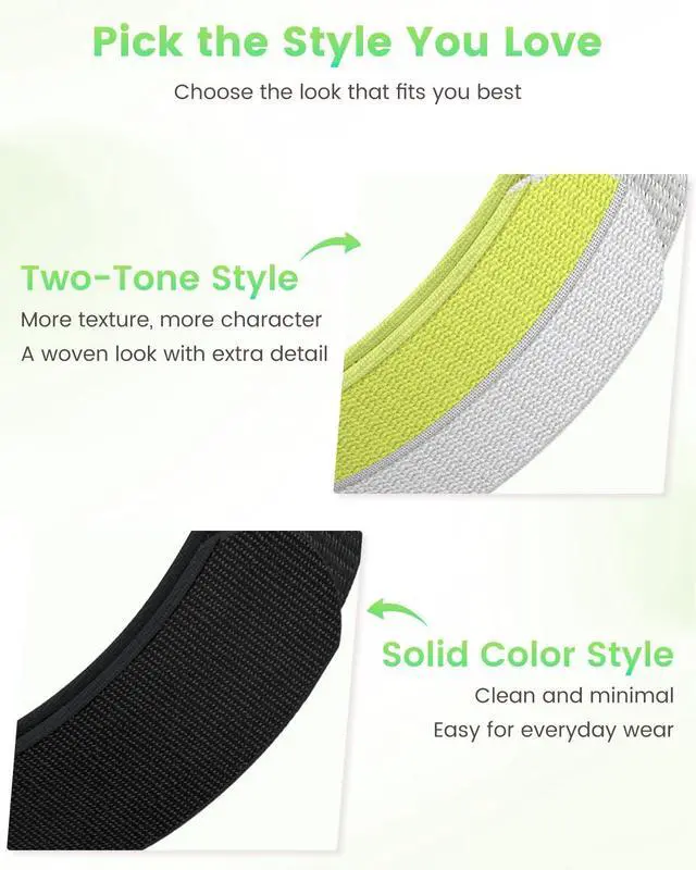 Alt view image 5 of 6 - 2 Pack Nylon Bands Compatible with Hume Band, Soft Breathable Two-Tone Replacement Straps for Hume Health Band, Adjustable Hook-and-Loop Wristbands for Women and Men