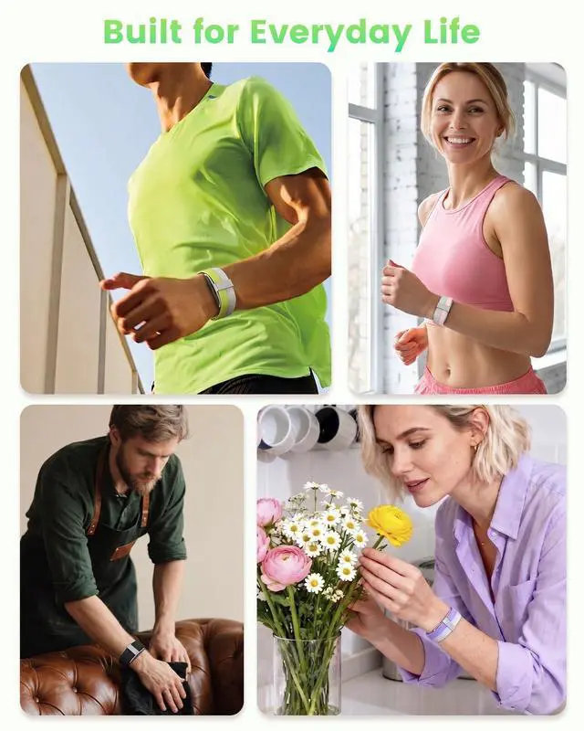 Alt view image 6 of 6 - 2 Pack Nylon Bands Compatible with Hume Band, Soft Breathable Two-Tone Replacement Straps for Hume Health Band, Adjustable Hook-and-Loop Wristbands for Women and Men