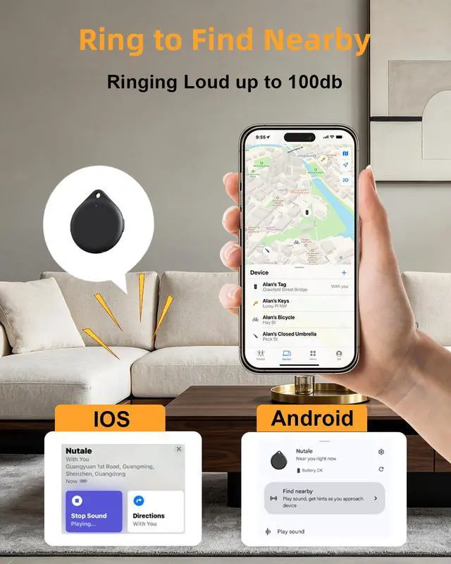 Alt view image 3 of 6 - Bluetooth Tracker Tags, USB-C Smart Key Finder (iOS & Android) | MFI Tracker Works with Find My or Google'S Find Hub, Key Finder, Rechargeable Item Finder for Keys, Luggage, Car (Black Four)