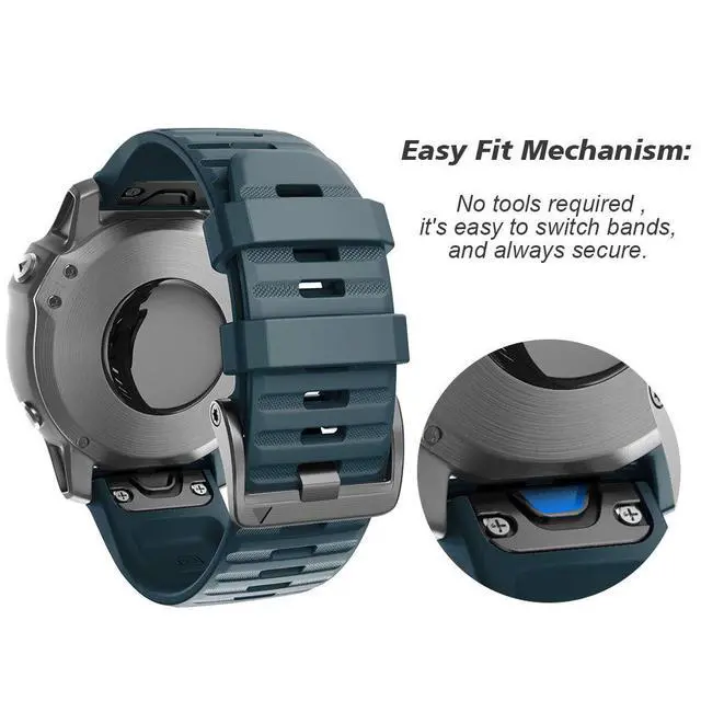 Alt view image 3 of 7 - Compatible with Fenix 6 Pro Band 22mm Easy Fit for Fenix 5/Fenix 5 Plus/Fenix 6/Fenix 6 Pro/Forerunner 935/Forerunner 945/Approach S60/Quatix 5(Black/Slate)