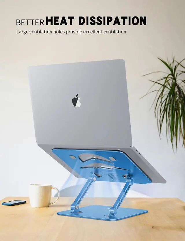 Alt view image 5 of 6 - Z-Shaped Laptop Stand for Desk Fits 10"-16" Notebook, Dark Blue | Adjustable Ergonomic Riser With Portable Folding Design for Comfortable Desk Work, Fit for MacBook, Dell, Acer and HP Laptops