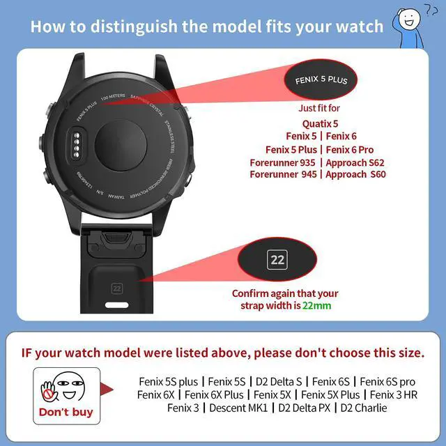 Alt view image 6 of 7 - Compatible with Fenix 6 Pro Band 22mm Easy Fit for Fenix 5/Fenix 5 Plus/Fenix 6/Fenix 6 Pro/Forerunner 935/Forerunner 945/Approach S60/Quatix 5(Blue/White)