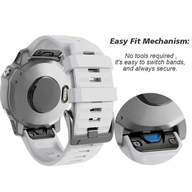 Alt view image 3 of 7 - Compatible with Fenix 6 Pro Band 22mm Easy Fit for Fenix 5/Fenix 5 Plus/Fenix 6/Fenix 6 Pro/Forerunner 935/Forerunner 945/Approach S60/Quatix 5(Blue/White)